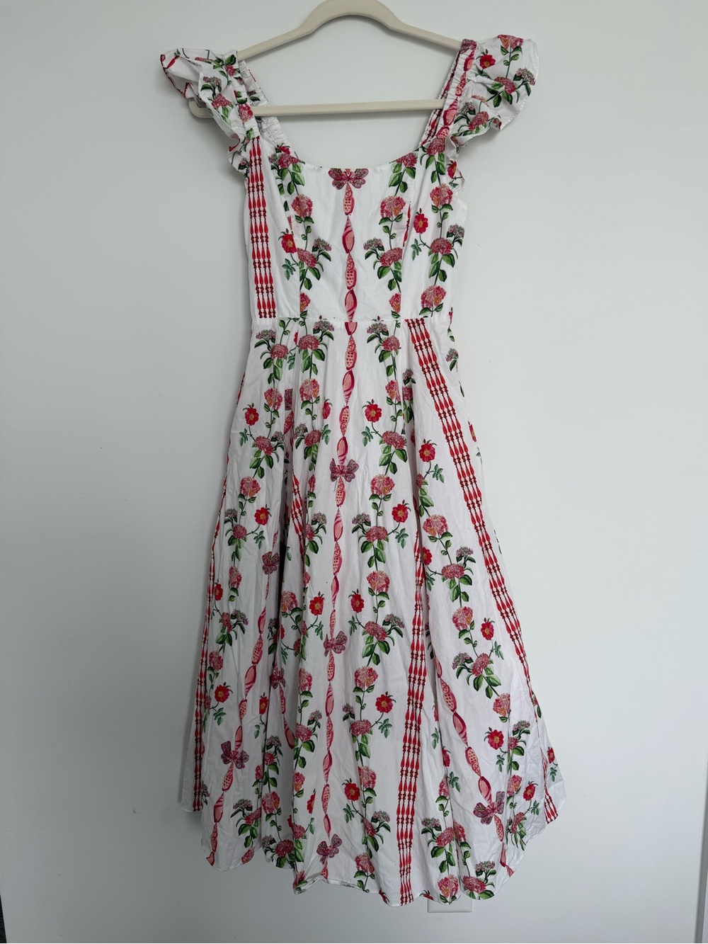Hill House Daphne Dress in Red Shell Vine Stripe XS